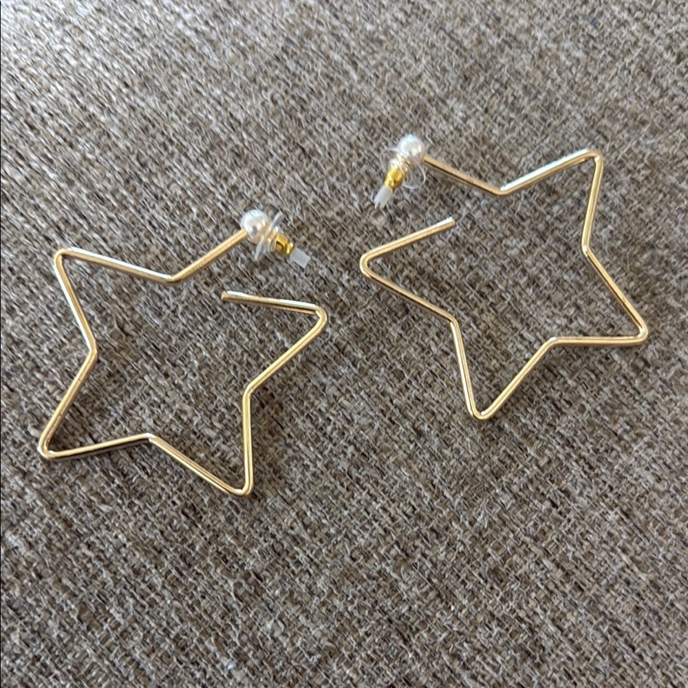 Gold Star Hoop Earrings